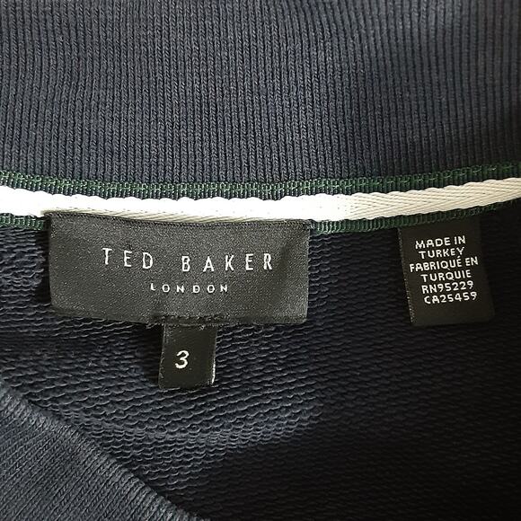 Ted Baker Breenge Button Through Sweatshirt Navy Blue Pullover Mens 38 Holiday - Picture 8 of 13